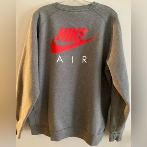 NIKE AIR men’s XL heather gray sweatshirt with bright melon logo detail